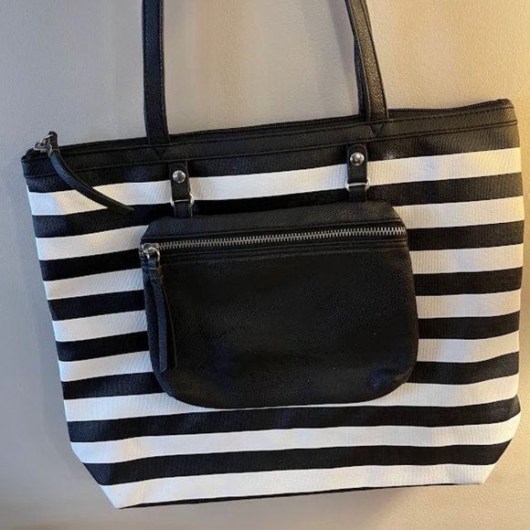 Black & White Striped Tote - Picture 1 of 2